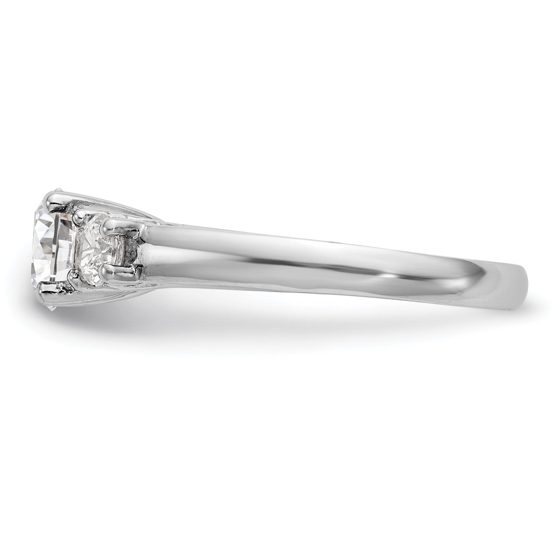 0.25ct. CZ Solid Real 14K White Gold 3-Stone Engagement Ring