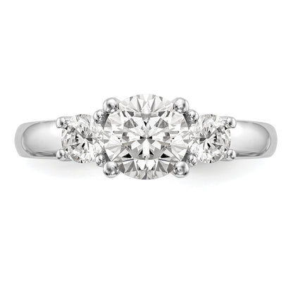 0.25ct. CZ Solid Real 14K White Gold 3-Stone Engagement Ring