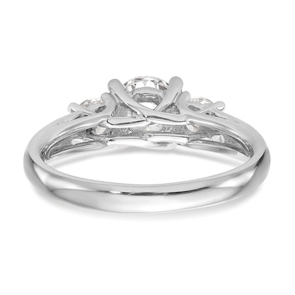 0.17ct. CZ Solid Real 14K White Gold 3-Stone Engagement Ring