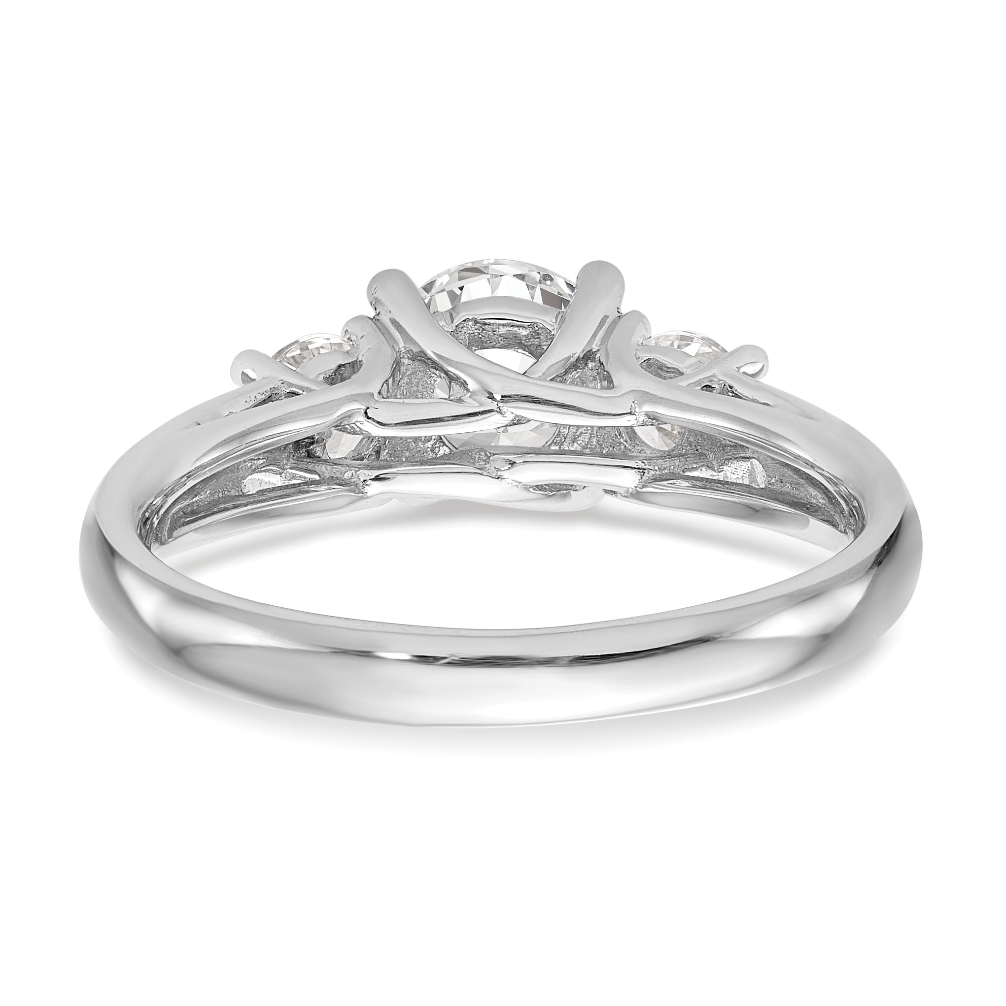 0.25ct. CZ Solid Real 14K White Gold 3-Stone Engagement Ring