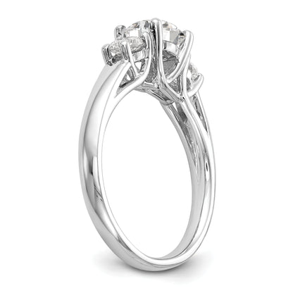 0.25ct. CZ Solid Real 14K White Gold 3-Stone Engagement Ring
