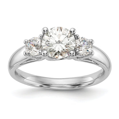 0.17ct. CZ Solid Real 14K White Gold 3-Stone Engagement Ring