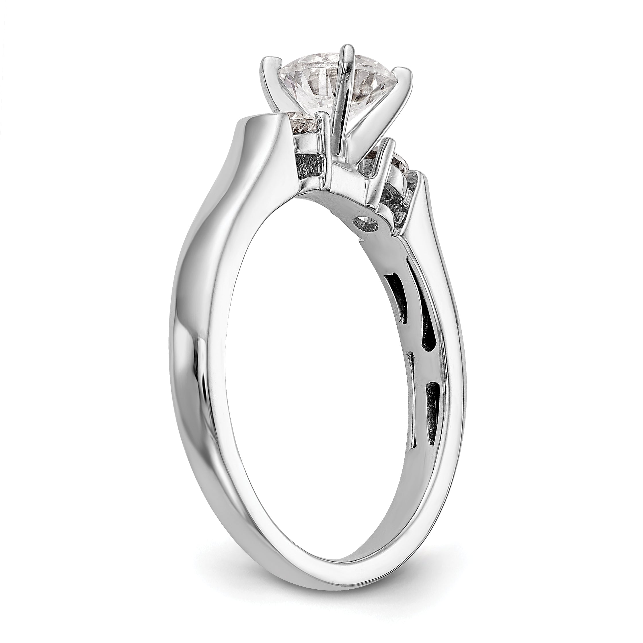 0.25ct. CZ Solid Real 14K White Gold 3-Stone Engagement Ring