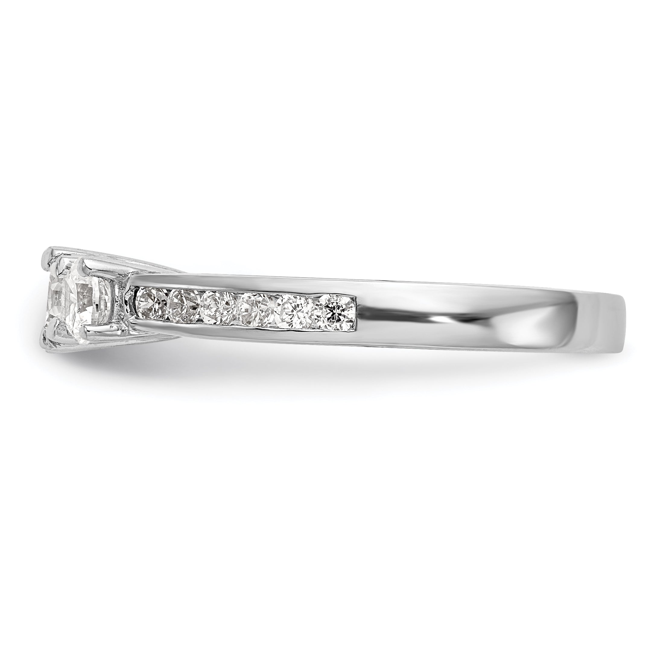 0.13ct. CZ Solid Real 14K White Gold 3-Stone Engagement Ring