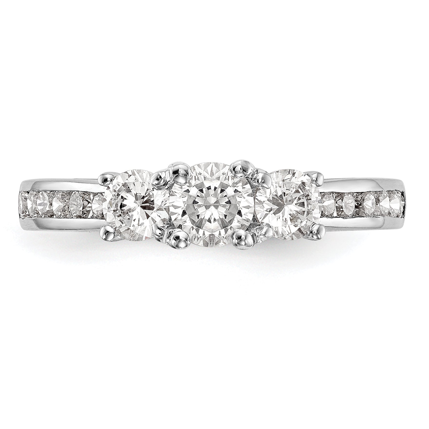 0.13ct. CZ Solid Real 14K White Gold 3-Stone Engagement Ring