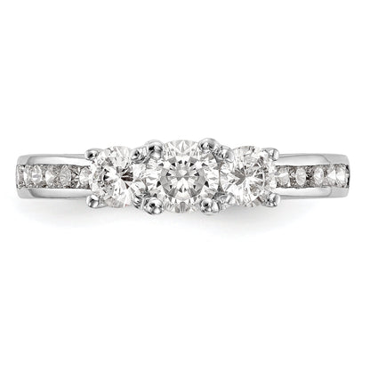 0.13ct. CZ Solid Real 14K White Gold 3-Stone Engagement Ring
