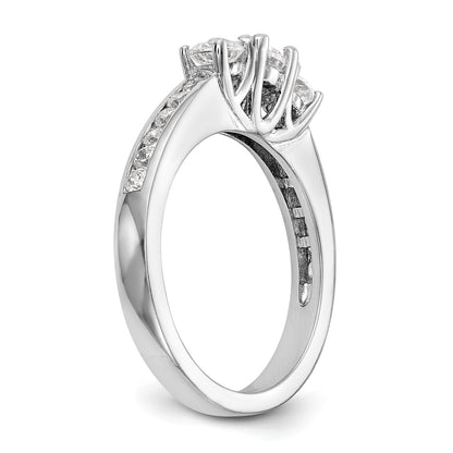 0.25ct. CZ Solid Real 14K White Gold 3-Stone Engagement Ring
