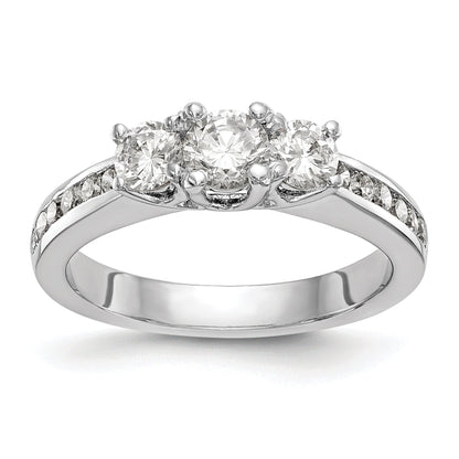0.13ct. CZ Solid Real 14K White Gold 3-Stone Engagement Ring