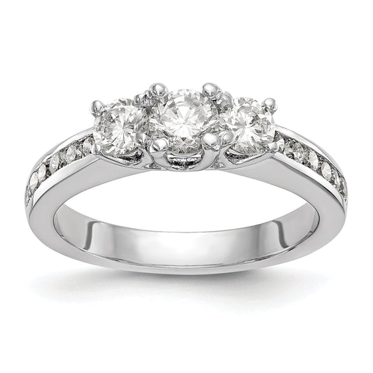 0.25ct. CZ Solid Real 14K White Gold 3-Stone Engagement Ring