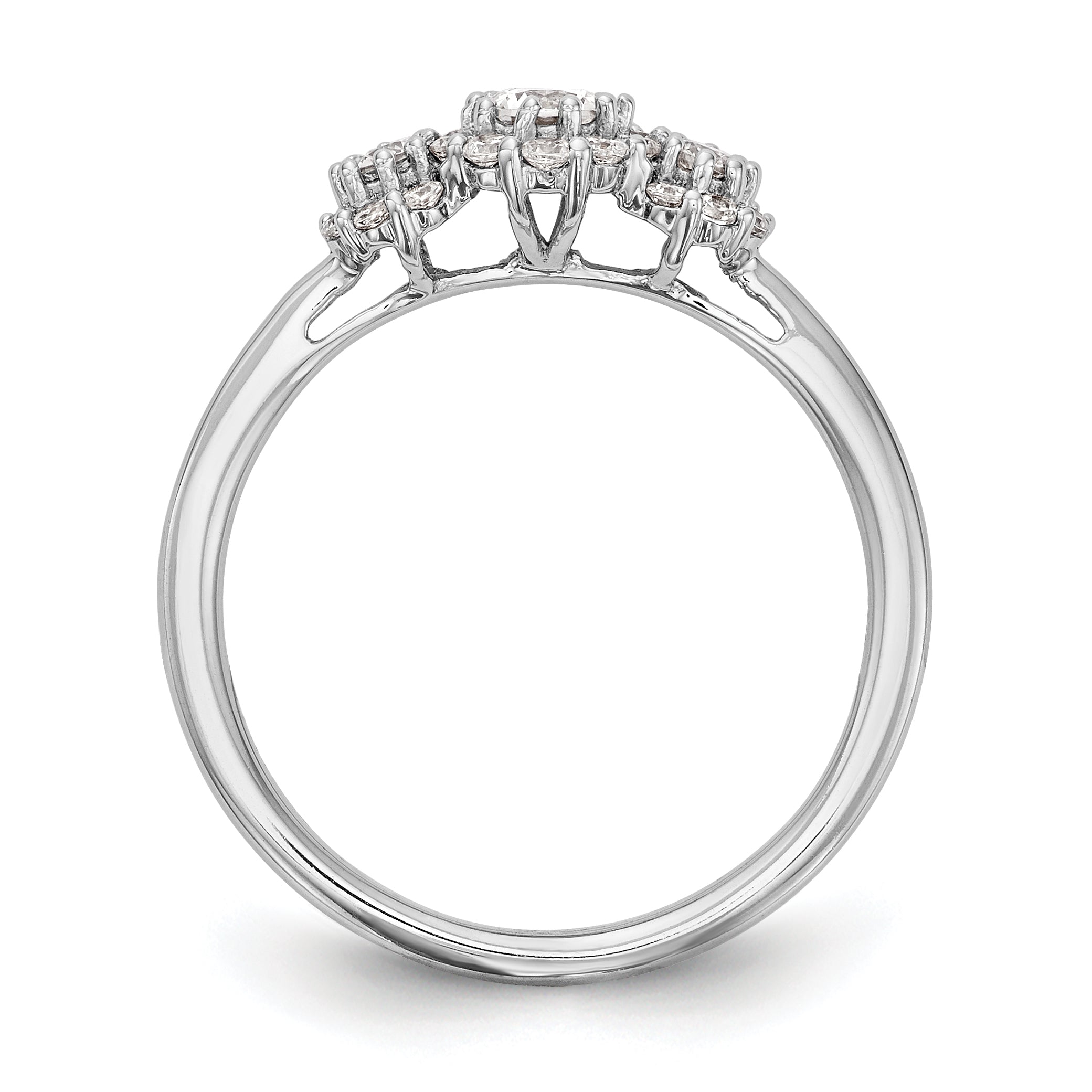 0.20ct. CZ Solid Real 14K White Gold 3-Stone Engagement Ring