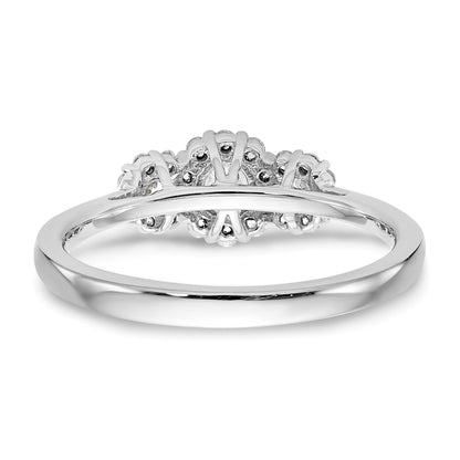 0.20ct. CZ Solid Real 14K White Gold 3-Stone Engagement Ring