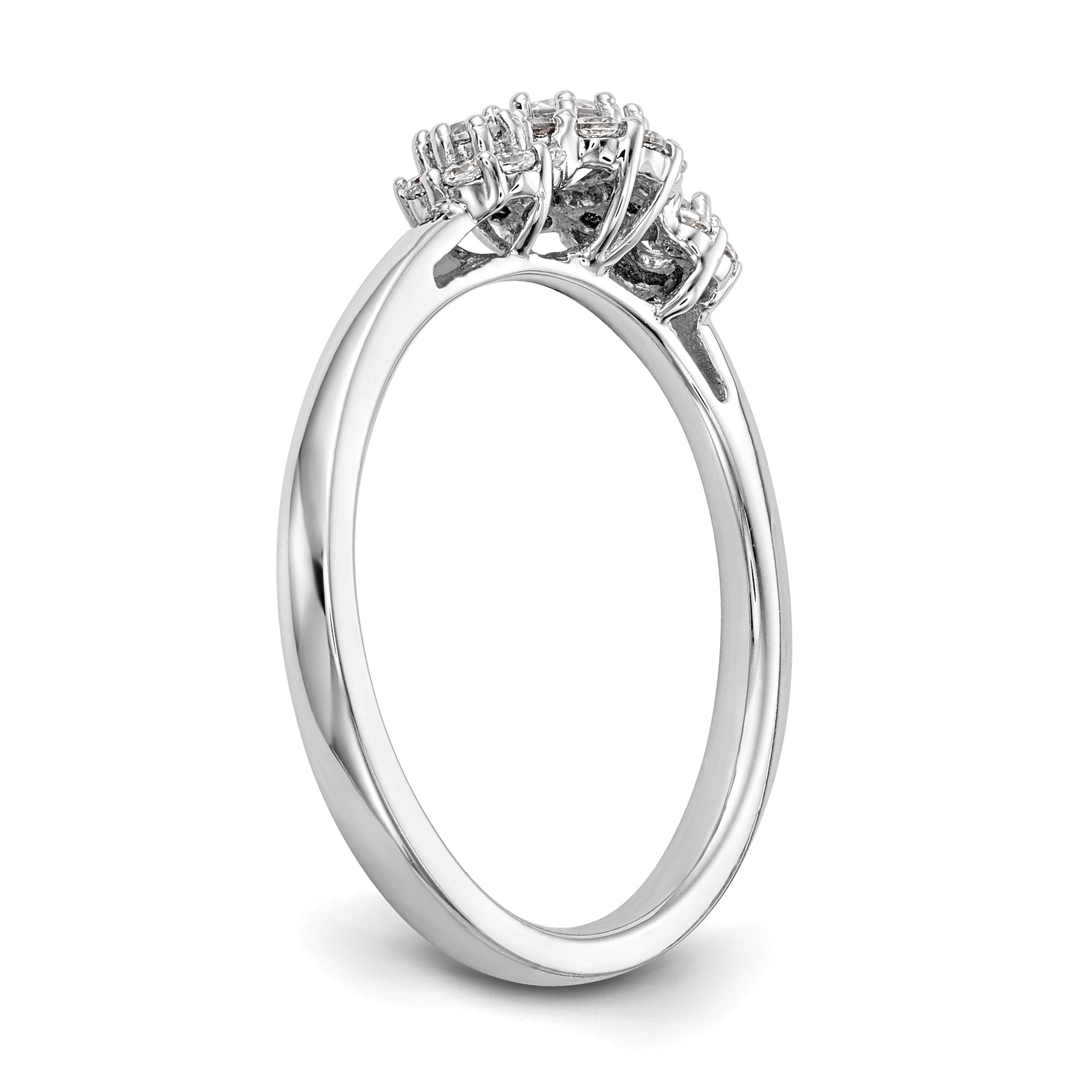 0.20ct. CZ Solid Real 14K White Gold 3-Stone Engagement Ring