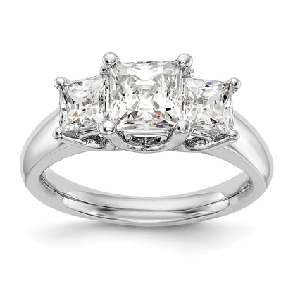 0.25ct. CZ Solid Real 14K White Gold 3-Stone Engagement Ring