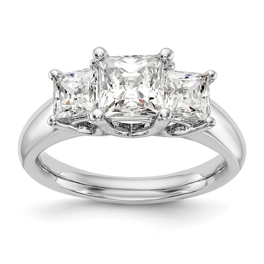 0.25ct. CZ Solid Real 14K White Gold 3-Stone Engagement Ring