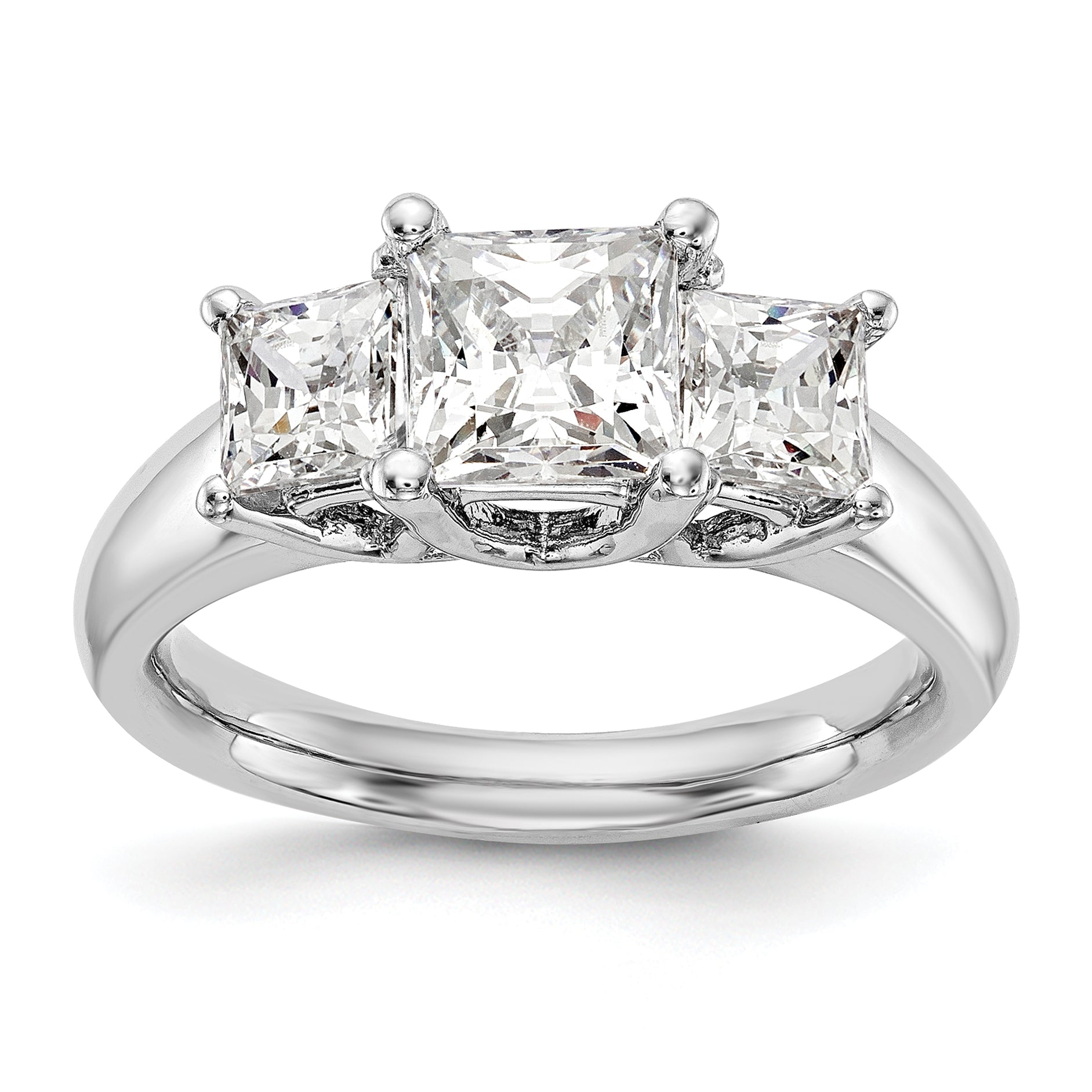 0.16ct. CZ Solid Real 14K White Gold 3-Stone Engagement Ring