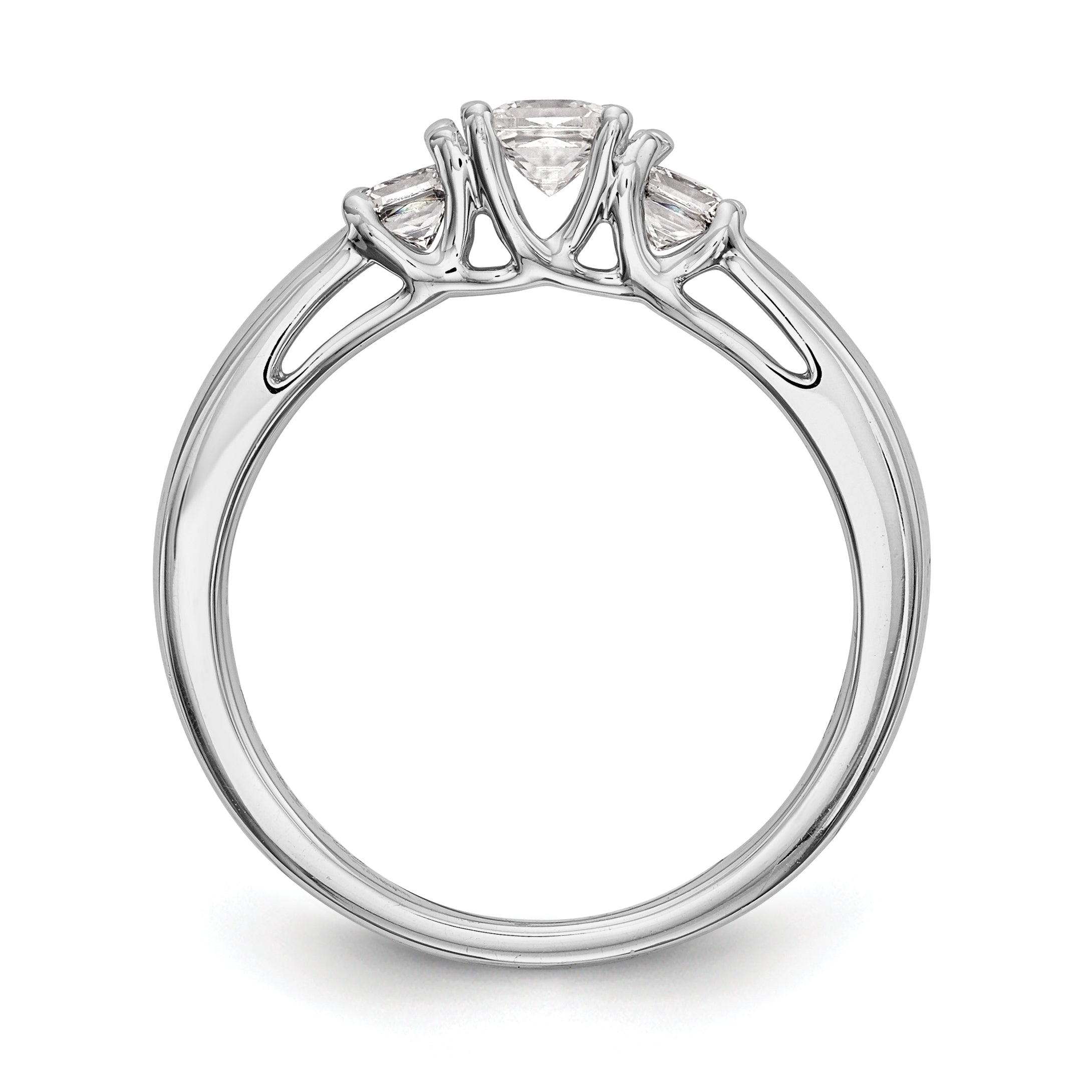 0.20ct. CZ Solid Real 14K White Gold 3-Stone Engagement Ring