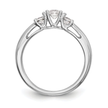 0.20ct. CZ Solid Real 14K White Gold 3-Stone Engagement Ring