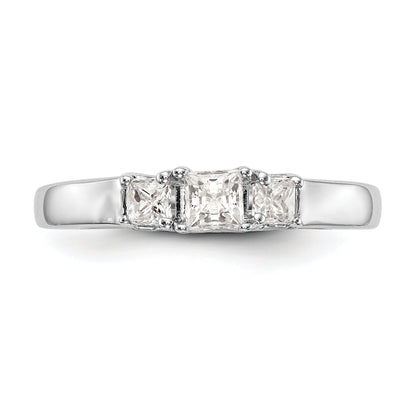 0.20ct. CZ Solid Real 14K White Gold 3-Stone Engagement Ring