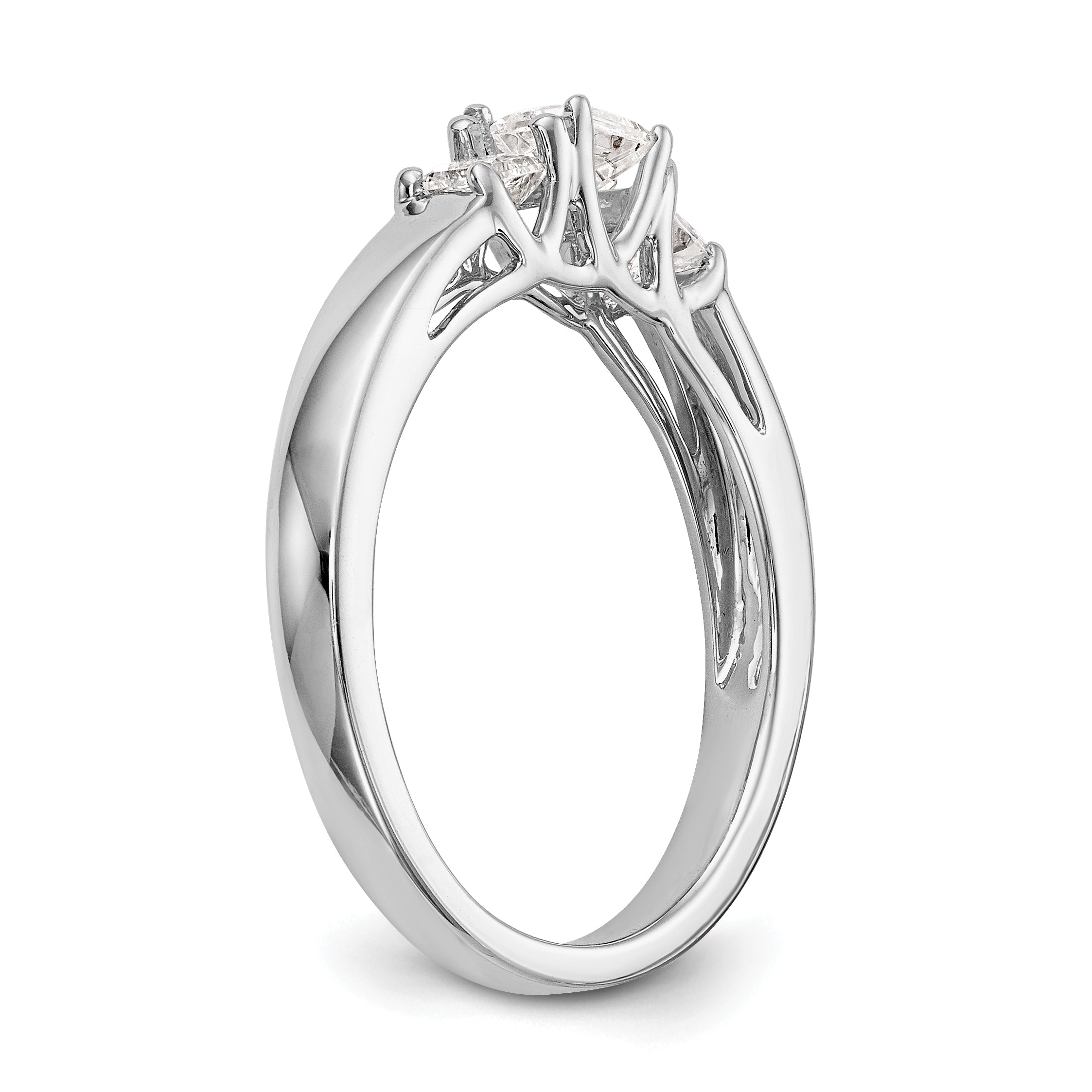 0.20ct. CZ Solid Real 14K White Gold 3-Stone Engagement Ring