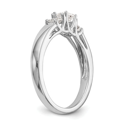 0.20ct. CZ Solid Real 14K White Gold 3-Stone Engagement Ring