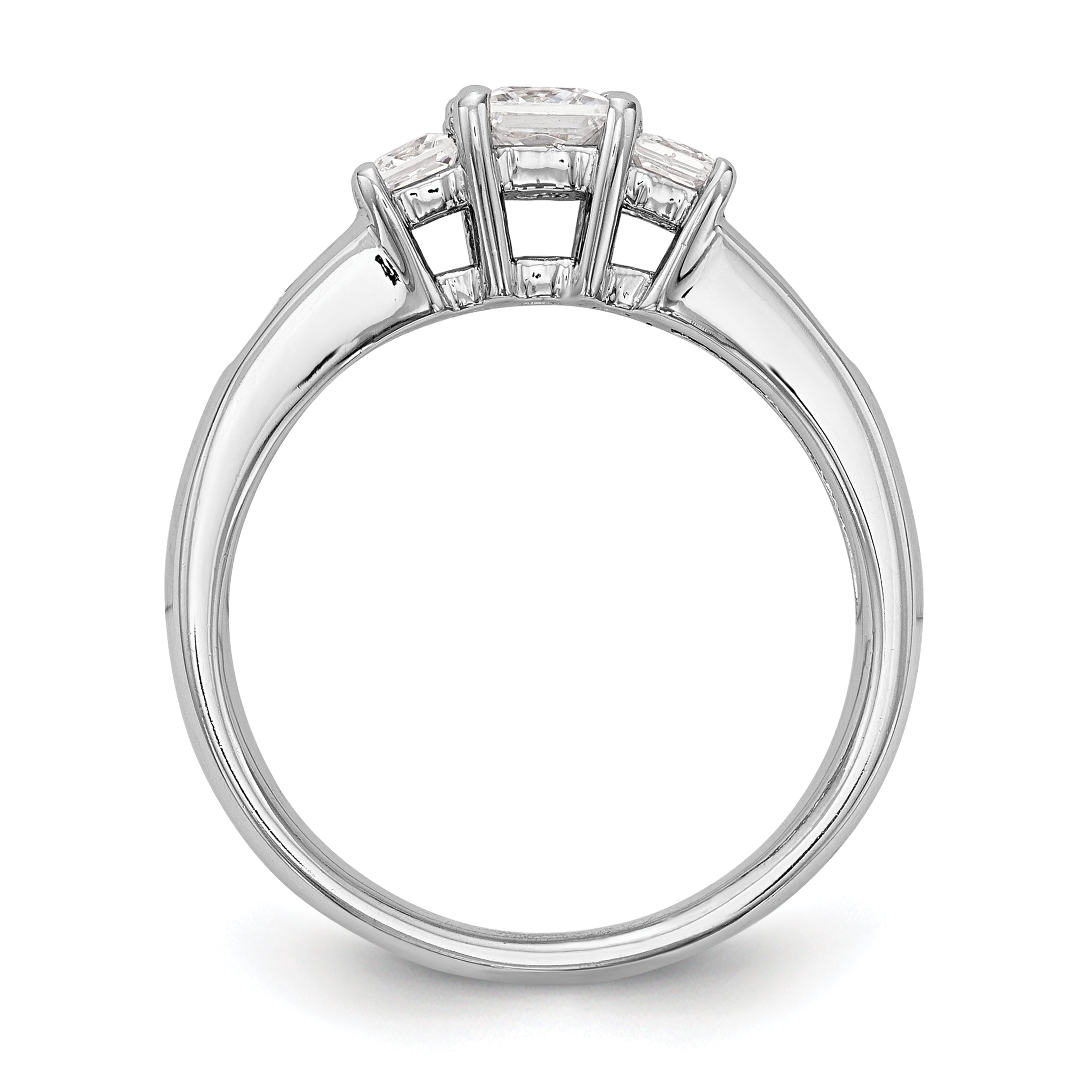 0.16ct. CZ Solid Real 14K White Gold 3-Stone Engagement Ring