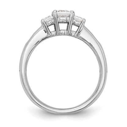 0.16ct. CZ Solid Real 14K White Gold 3-Stone Engagement Ring