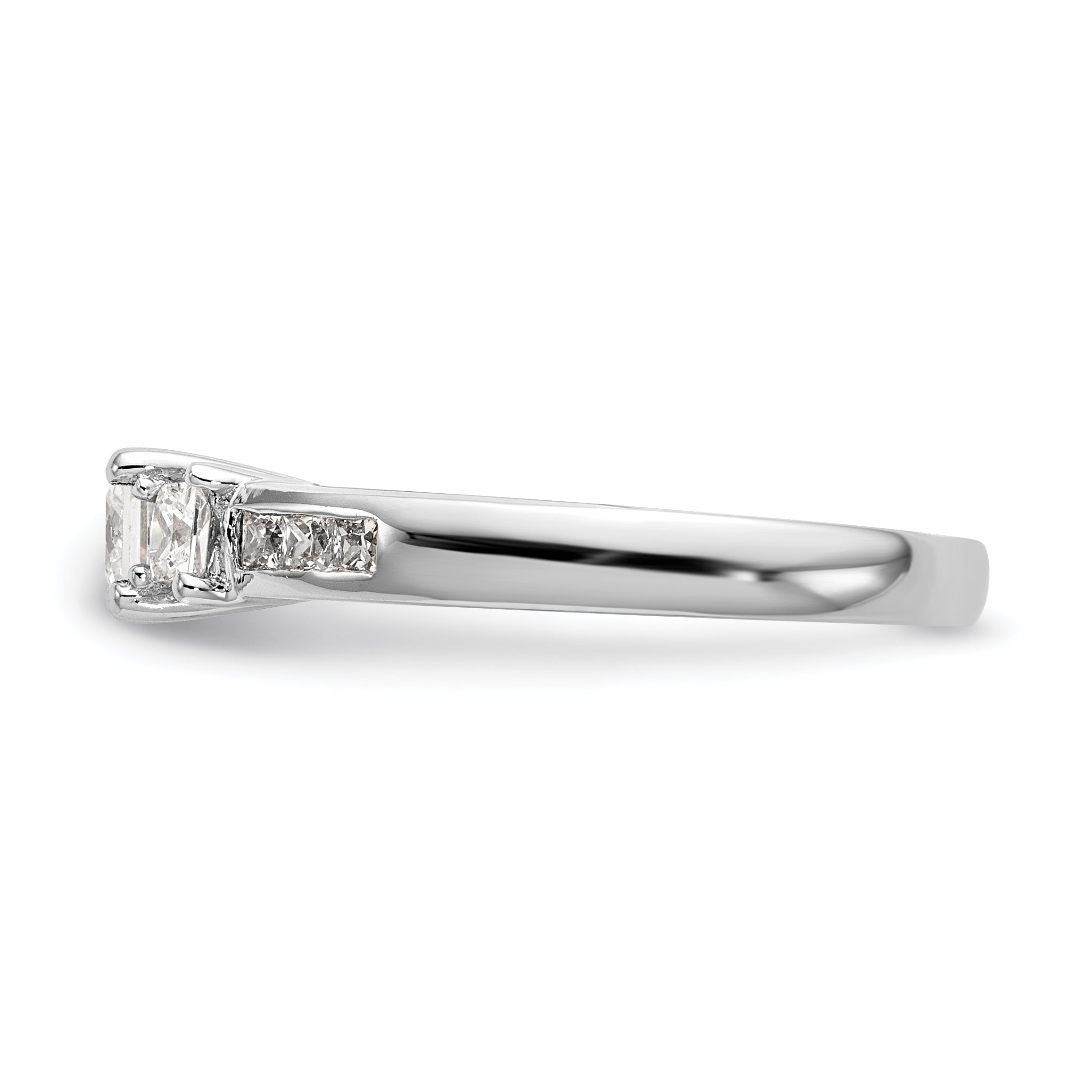 0.16ct. CZ Solid Real 14K White Gold 3-Stone Engagement Ring