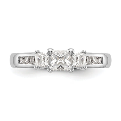 0.16ct. CZ Solid Real 14K White Gold 3-Stone Engagement Ring