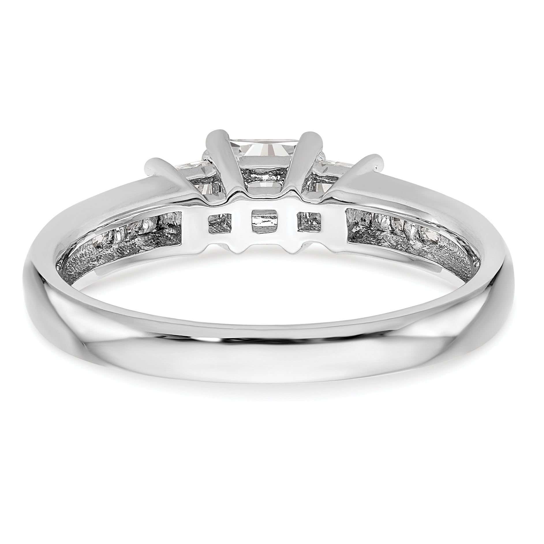 0.16ct. CZ Solid Real 14K White Gold 3-Stone Engagement Ring