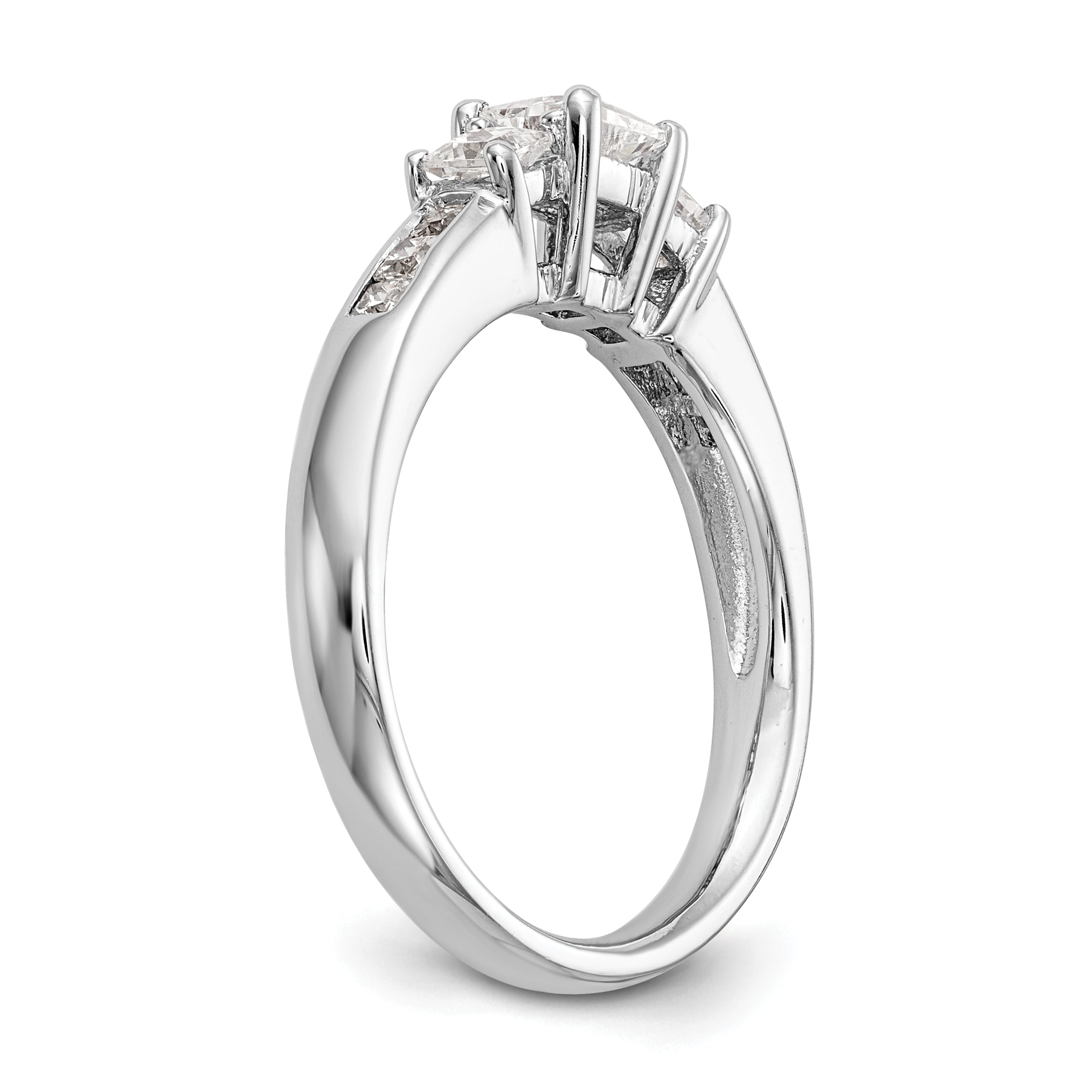 0.16ct. CZ Solid Real 14K White Gold 3-Stone Engagement Ring