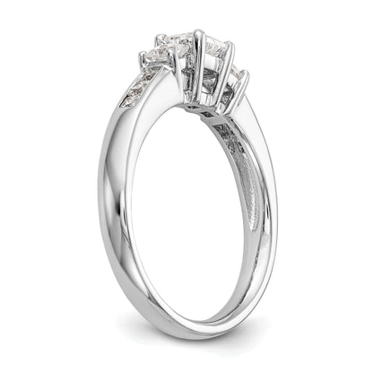 0.16ct. CZ Solid Real 14K White Gold 3-Stone Engagement Ring