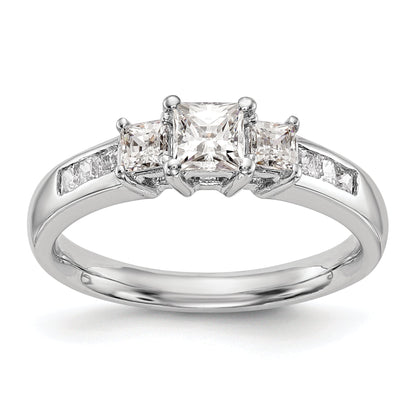 0.16ct. CZ Solid Real 14K White Gold 3-Stone Engagement Ring