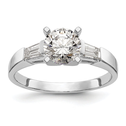 0.27ct. CZ Solid Real 14K White Gold 3-Stone Peg Set Engagement Ring