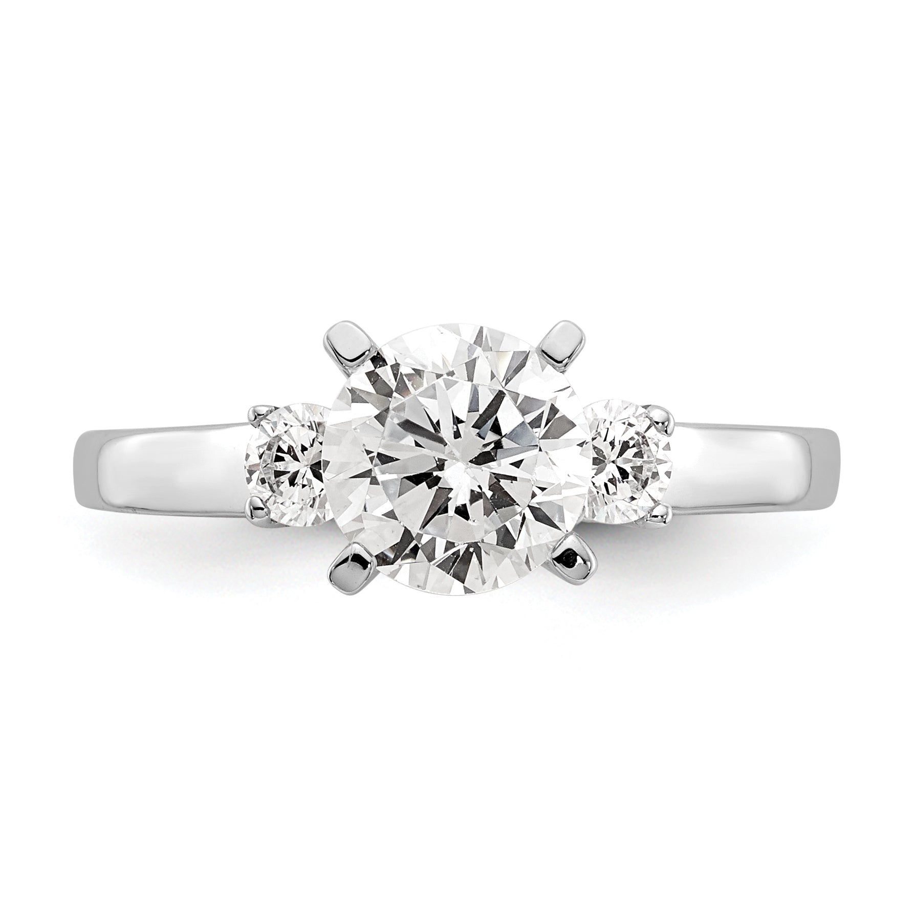 0.20ct. CZ Solid Real 14K White Gold 3-Stone Peg Set Engagement Ring