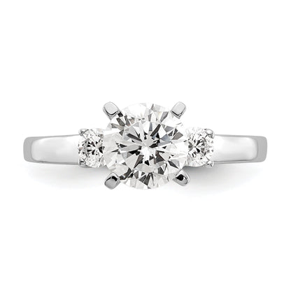 0.20ct. CZ Solid Real 14K White Gold 3-Stone Peg Set Engagement Ring