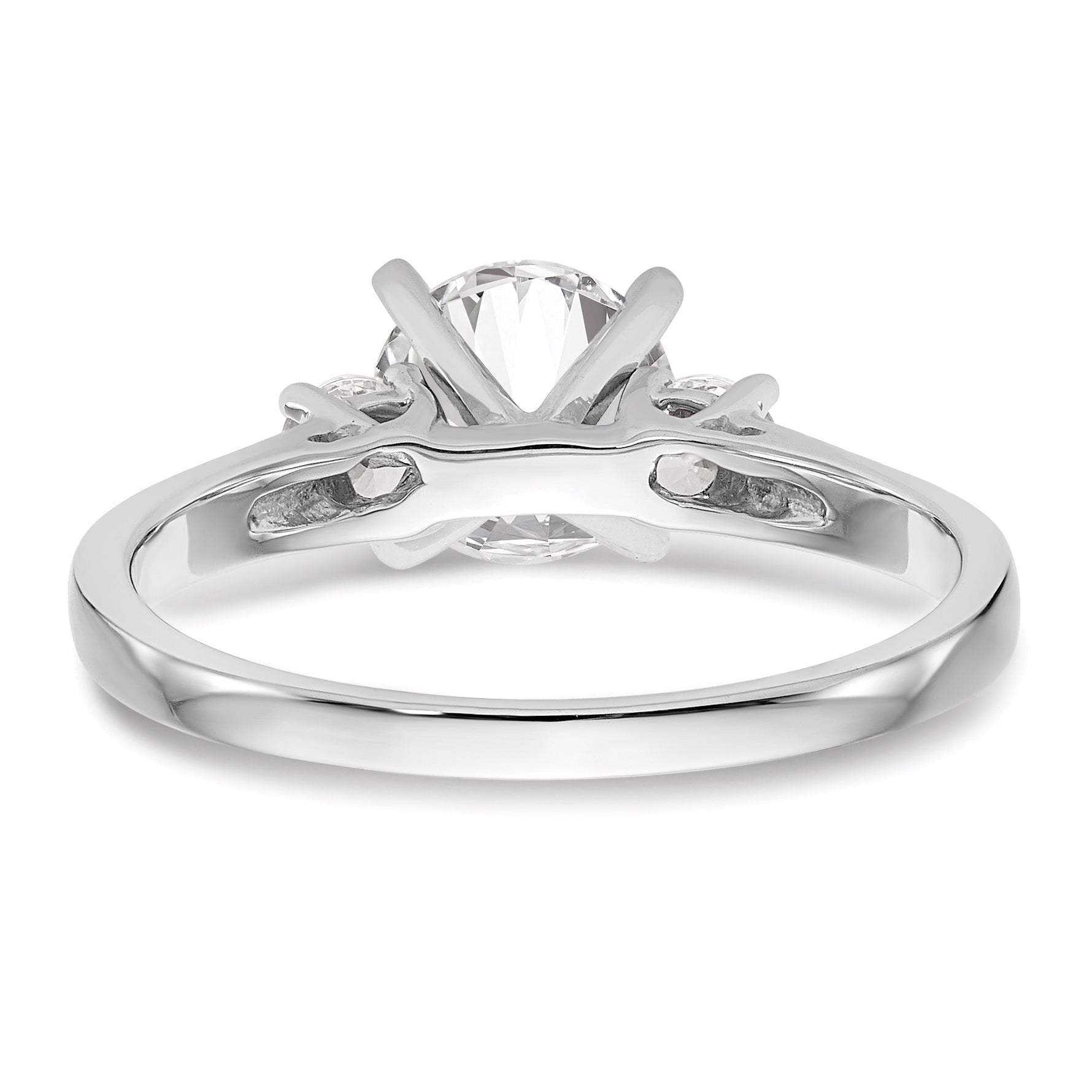 0.20ct. CZ Solid Real 14K White Gold 3-Stone Peg Set Engagement Ring