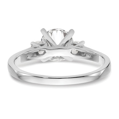 0.20ct. CZ Solid Real 14K White Gold 3-Stone Peg Set Engagement Ring