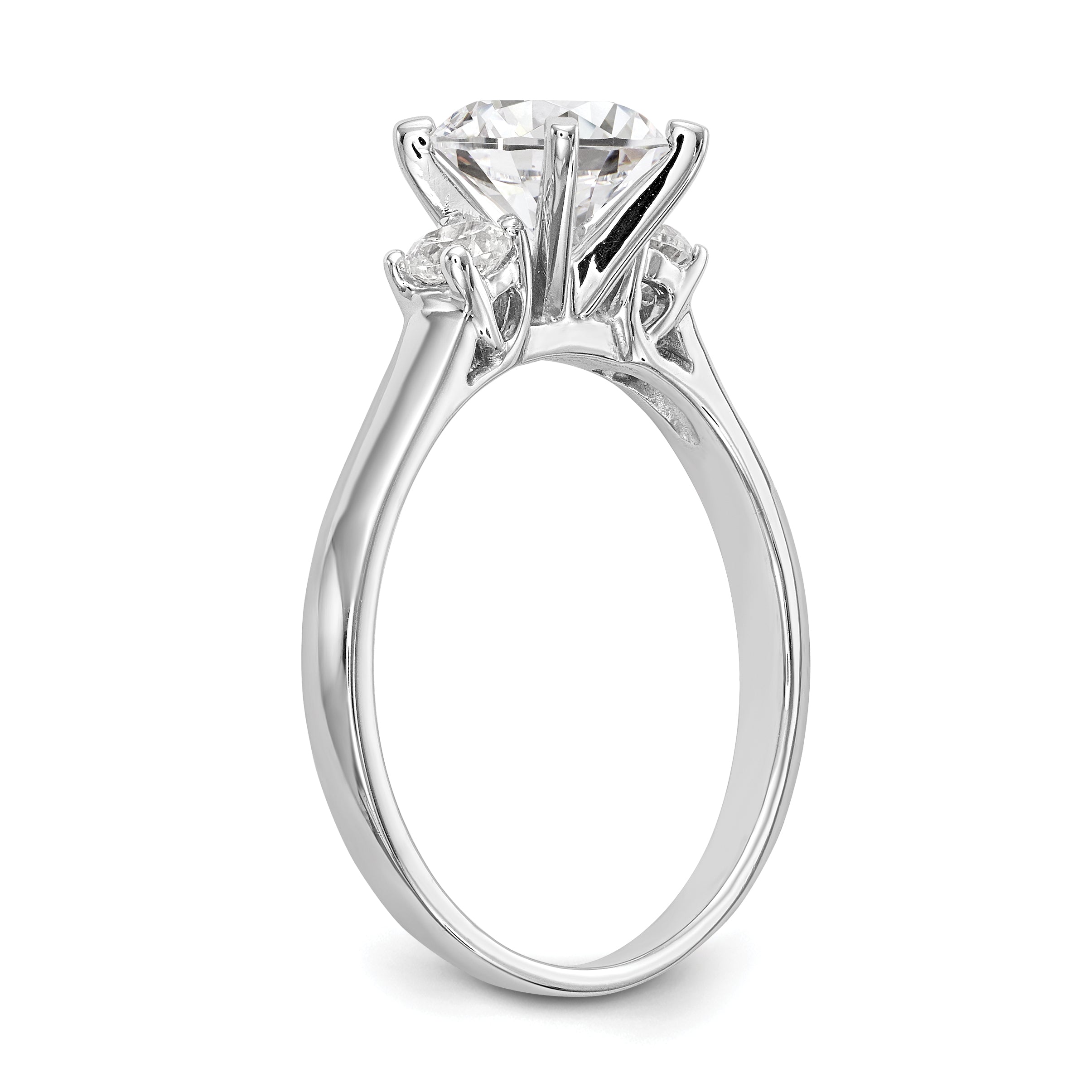 0.20ct. CZ Solid Real 14K White Gold 3-Stone Peg Set Engagement Ring
