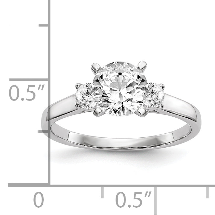 0.20ct. CZ Solid Real 14K White Gold 3-Stone Peg Set Engagement Ring