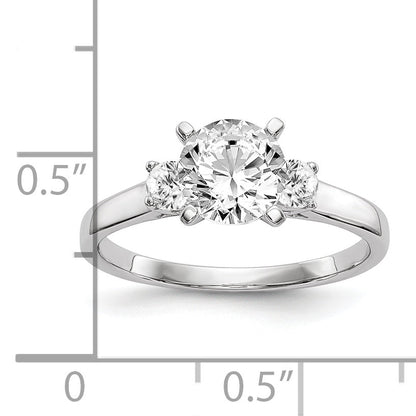 0.20ct. CZ Solid Real 14K White Gold 3-Stone Peg Set Engagement Ring