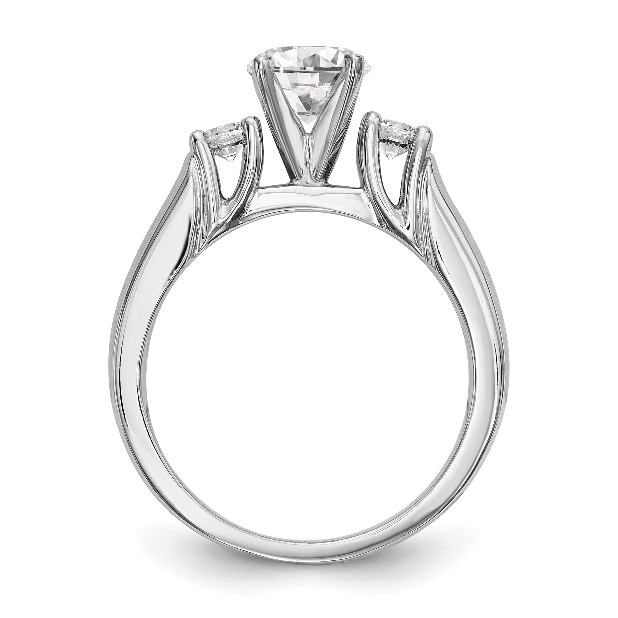 0.20ct. CZ Solid Real 14K White Gold 3-Stone Peg Set Engagement Ring