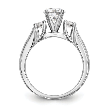 0.20ct. CZ Solid Real 14K White Gold 3-Stone Peg Set Engagement Ring