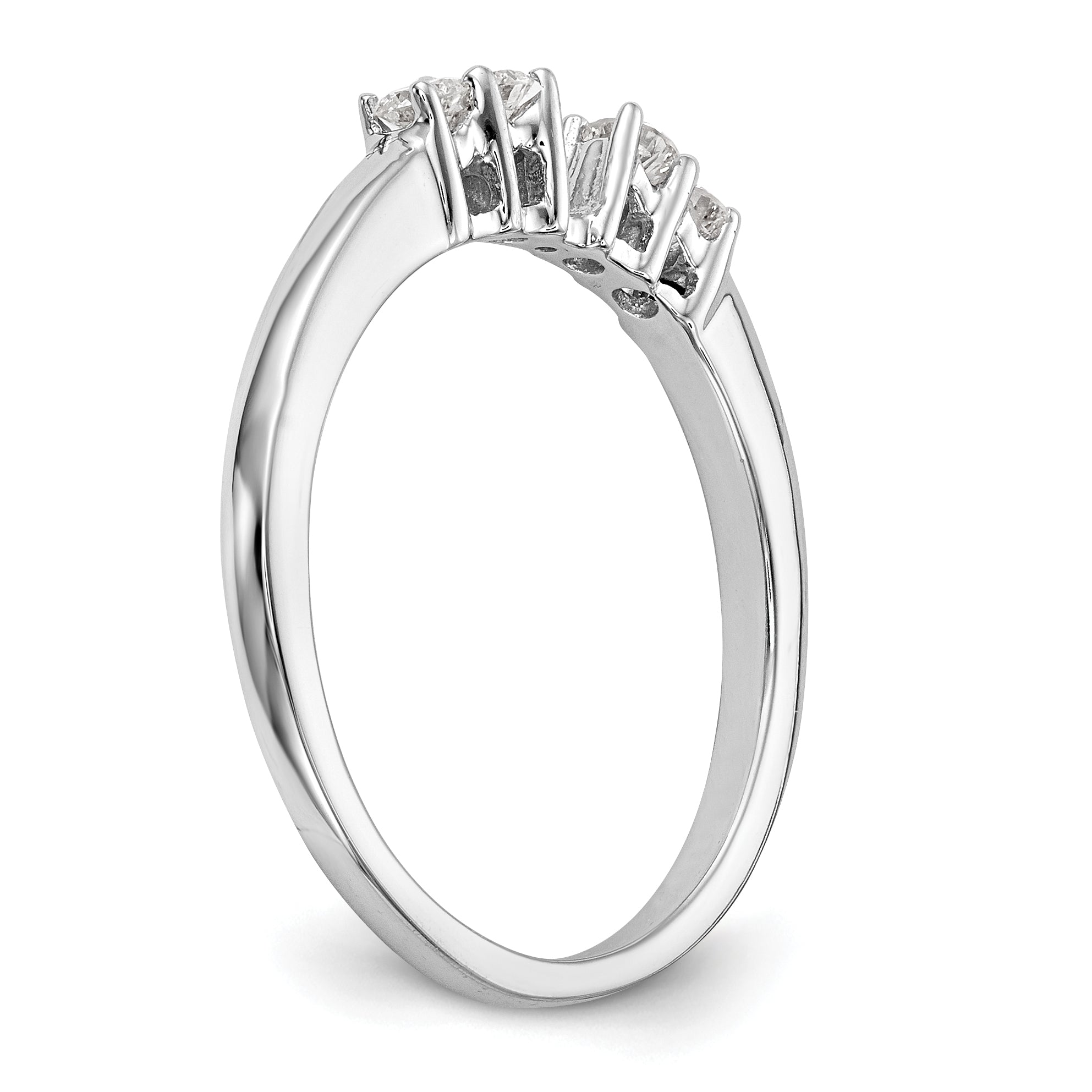 0.20ct. CZ Solid Real 14K White Gold 5-Stone Peg Set Engagement Ring