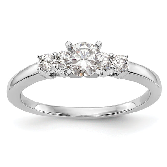 0.20ct. CZ Solid Real 14K White Gold 5-Stone Peg Set Engagement Ring