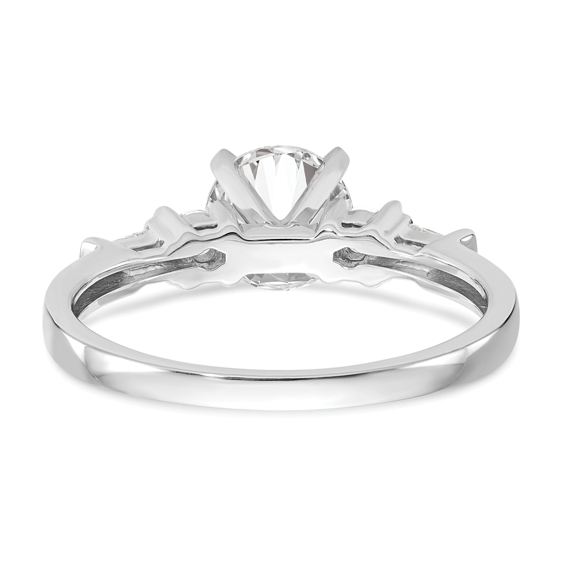 0.18ct. CZ Solid Real 14K White Gold 3-Stone Peg Set Engagement Ring