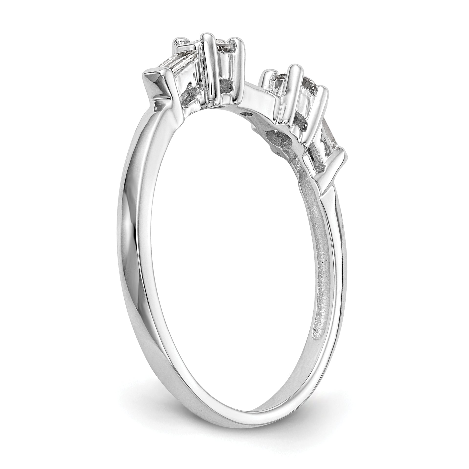 0.18ct. CZ Solid Real 14K White Gold 3-Stone Peg Set Engagement Ring
