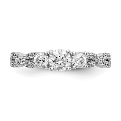 0.17ct. CZ Solid Real 14K White Gold 3-Stone Engagement Ring