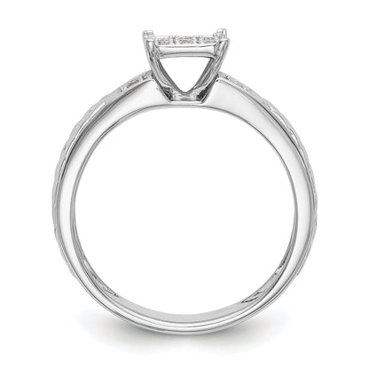 0.17ct. CZ Solid Real 14K White Gold Trio Cluster Engagement Ring