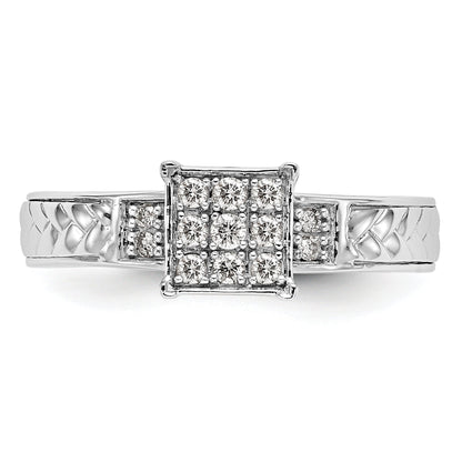 0.17ct. CZ Solid Real 14K White Gold Trio Cluster Engagement Ring