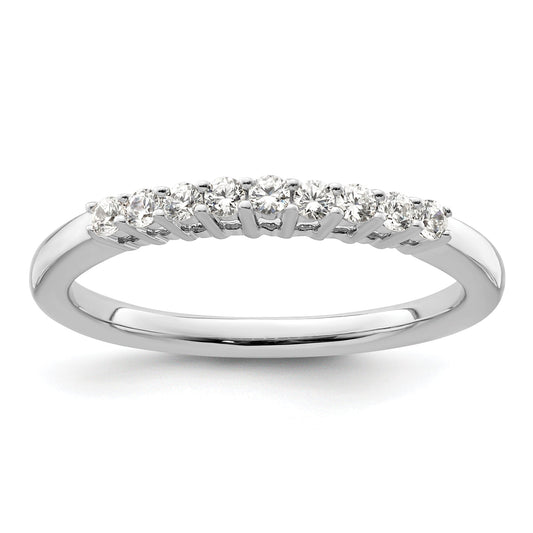 0.23ct. CZ Solid Real 14K White Gold 9-Stone Wedding Band Ring